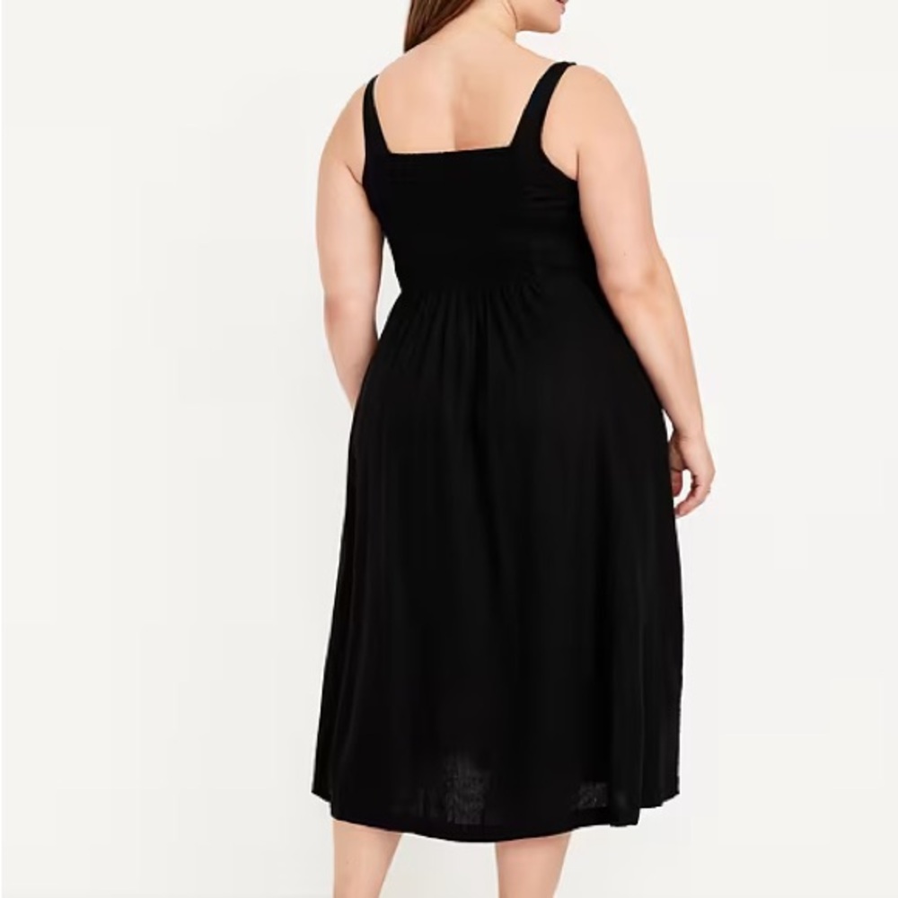 NWT Old Navy 3X Black Fit & Flare Sleeveless Linen-Blend Midi Dress Dresses - Picture 2 of 5